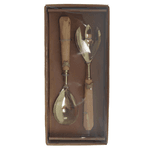 Conjunto 2 Talheres Para Salada Aço Inox Dourado Borboleta