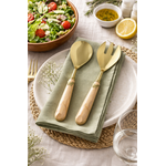 Conjunto 2 Talheres Para Salada Aço Inox Dourado Borboleta