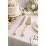 Conjunto 2 Talheres Para Bolo Aço Inox Dourado Borboleta
