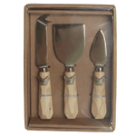 Jogo De Facas Para Queijo 3 Peças Aço Inox Dourado Borboleta