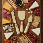 Jogo De Facas Para Queijo 3 Peças Aço Inox Dourado Borboleta