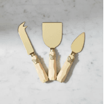 Jogo De Facas Para Queijo 3 Peças Aço Inox Dourado Borboleta