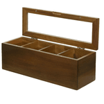 Caixa P/ Chá E Especiarias Madeira Acacia Tampa Acrilico