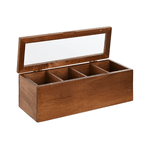 Caixa P/ Chá E Especiarias Madeira Acacia Tampa Acrilico