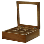 Caixa P/ Chá Especiarias Capsula Madeira Acacia 21cm