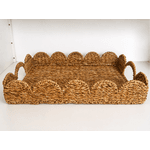 Bandeja Retangular Fibra Natural Com Alça Bege Natural 56cm
