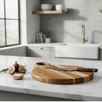 Tábua De Corte Churrasco Pizza Madeira Acácia 38cm