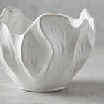 Centro de Mesa Decorativo Cerâmica Orgânico 25,5cm Off White