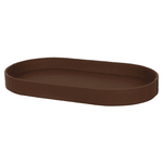 Bandeja Decoração Oval Revestimento Pu 45cm Marrom