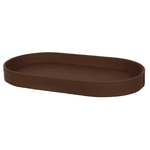 Bandeja Decoração Oval Revestimento Pu 45cm Marrom