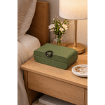 Caixa Decorativa MDF Revestimento Pu Verde 25,5cm
