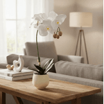 Arranjo De Orquídea 1 Haste Flor Artificial Centro De Mesa Branco