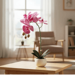 Arranjo De Orquídea 1 Haste Flor Artificial Centro De Mesa Rosa