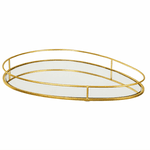 Bandeja Metal Orgânica Base Espelhada 41 X 23cm Dourado