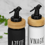 Galheteiro Vidro Doha Tampa De Bambu 220ml 2 Peças Haüskraft