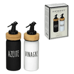 Galheteiro Vidro Doha Tampa De Bambu 220ml 2 Peças Haüskraft