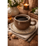 Jogo 6 Xicaras de Café com Pires Agata Bege 100ml Scalla Ceramica