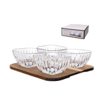 Jogo 4 Bowls em Vidro Petisqueira Multiuso Sobremesa 280ml Texturizado C/Base