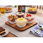 Jogo 4 Bowls em Vidro Petisqueira Multiuso Sobremesa 280ml Texturizado C/Base