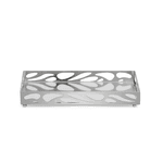 Bandeja Decorativa Retangular Em Metal Prata C Espelho 24cm