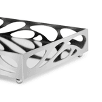 Bandeja Decorativa Retangular Em Metal Prata C Espelho 24cm