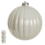 Jogo 3 Bolas Decoradas Natal Fruta Cor Branco 12cm