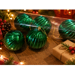 Tubo 6 Bolas De Natal Decoradas Gomo Perolada Verde 8cm