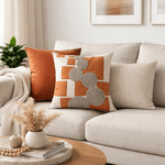 Almofada Veludo Com Bordado Geo Boucle Terracota 52x52cm
