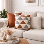 Almofada Veludo Com Bordado Boucle Geo Terracota 52x52cm