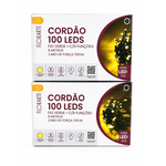 Pisca Cordão De Natal 8m 100 Led Cordão 8 Funções Branco Quente 127V