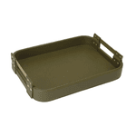 Bandeja Decorativa Com Alça Tacha Dourada Courino Verde 36cm