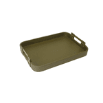 Bandeja Decorativa Com Alça Tacha Dourada Courino Verde 46cm