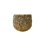 Cachepot Redondo Decorativo Cerâmica Dourado E Cinza 15cm