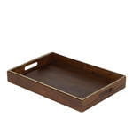 Bandeja Decoração Madeira Detalhe Dourado Com Alça 40cm