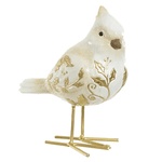 Escultura Pássaro Decorativo Resina Off Com Detalhes Dourado