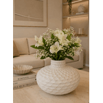 Vaso Decorativo Branco Com Textura Escama 14cm