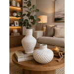 Vaso Decorativo Branco Com Textura Escama 25cm