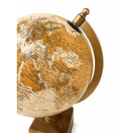 Globo Terrestre Decorativo Base Madeira Metal Bege 31cm Luxo