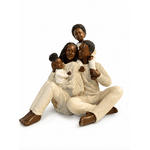 Escultura Decorativa Família Casal Filhos 1 Menino 1 Menina
