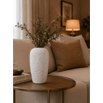 Vaso Decorativo Cerâmica Branco Textura Luxo Decoração