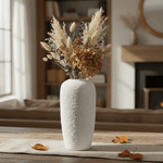 Vaso Decorativo Cerâmica Branco Textura Luxo Decoração