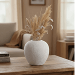 Vaso Decorativo Cerâmica Branco Textura Organico 23cm