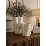 Vaso Decorativo Cerâmica Off White G Design Boho Chic Organico