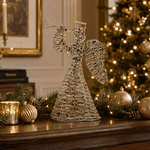 Natal Anjo Decorativo Aramado Dourado 30cm Decoração Natal
