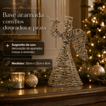 Natal Anjo Decorativo Aramado Dourado 30cm Decoração Natal