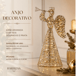 Natal Anjo Decorativo Aramado Dourado 40cm Decoração Natal