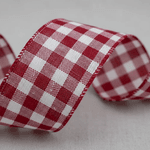 Fita Aramada Natal 6,3cm Xadrez Vermelho E Branco 9,14m Cromus