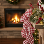 Fita Aramada Natal 6,3cm Xadrez Vermelho E Branco 9,14m Cromus