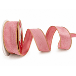 Fita De Natal Aramada 3,8cm Rosa Com Dourado 9,14mts