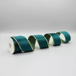 Fita Natalina Aramada 6,3cm Veludo Verde Dourado 9,14m